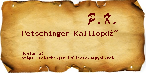 Petschinger Kalliopé névjegykártya